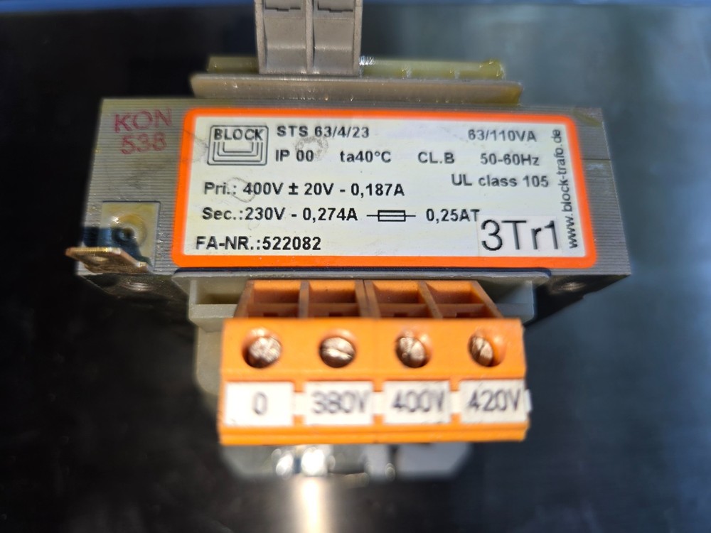 Block STS 63/4/23 Control Safety Transformer