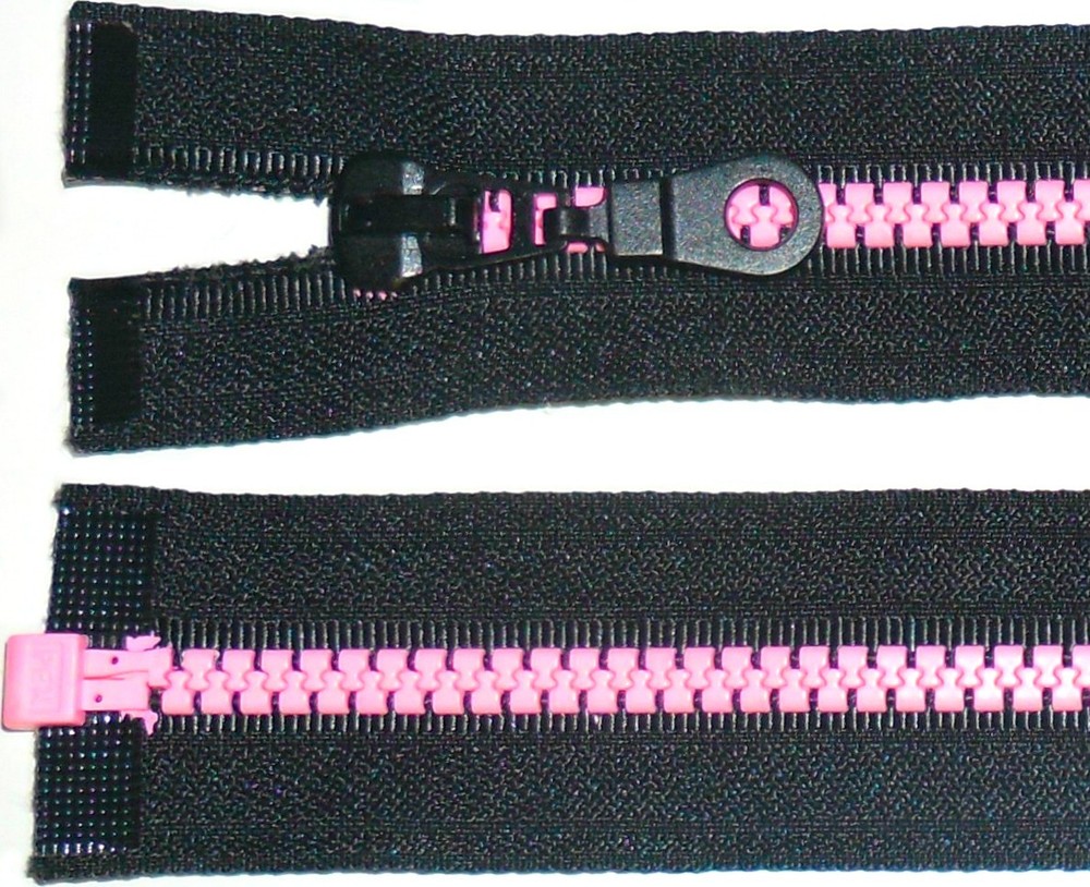 24"/61CMS BLACK PEX ZIP WITH NEON PINK CHUNKY TEETH, PLASTIC OPEN END NUMB 6