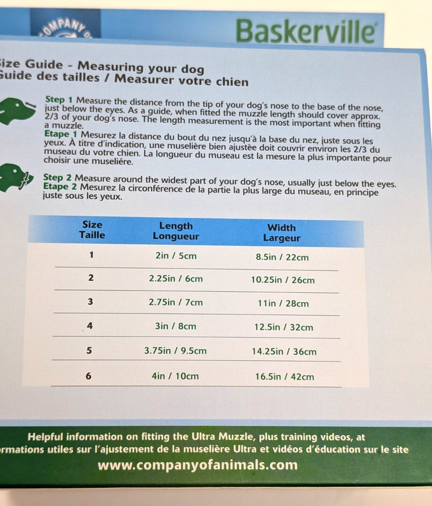 Baskerville Ultra Muzzle - Your Choice of Size, NIB