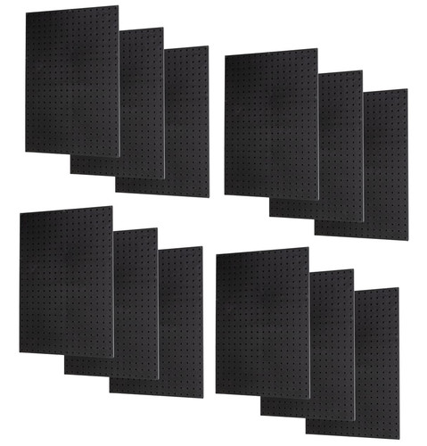 WallPeg Pegboard Panels Garage Organization - 12 ea (24"x16") Black Peg