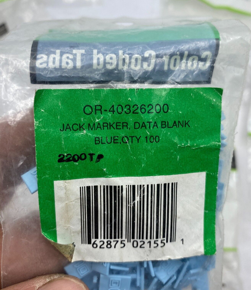 Ortronics OR-40326200 JACK MARKER DATA BLANK LT BLUE 100 Pc Total🔔