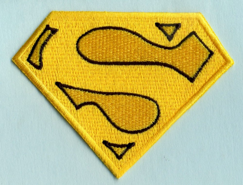 3x4" Small Embroidered Yellow & Black Christopher Reeve Superman Cape Logo Patch