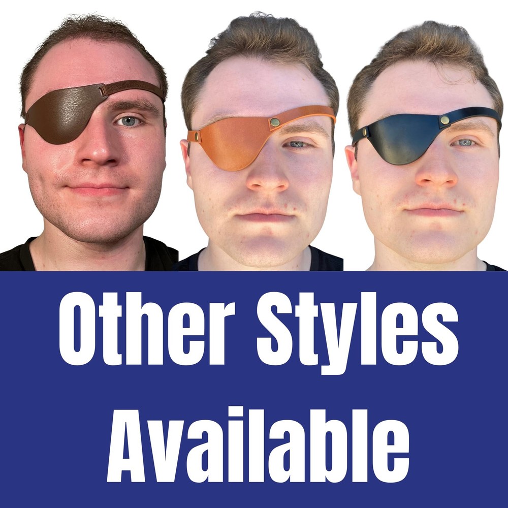 Black Leather Eye Patch with Adjustable Band and Concave Design - Comfortable...
