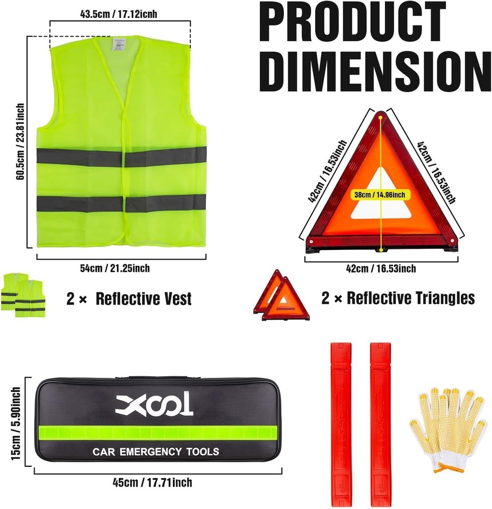 Emergency Warning Triangle Kit – Roadside Safety Kit with Reflective Warning ...
