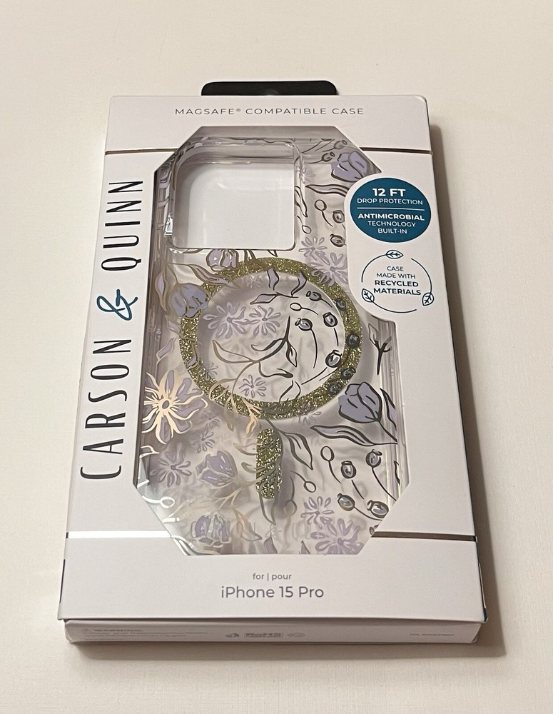 New iPhone 15 Pro Clear Flower Gold MagSafe Case