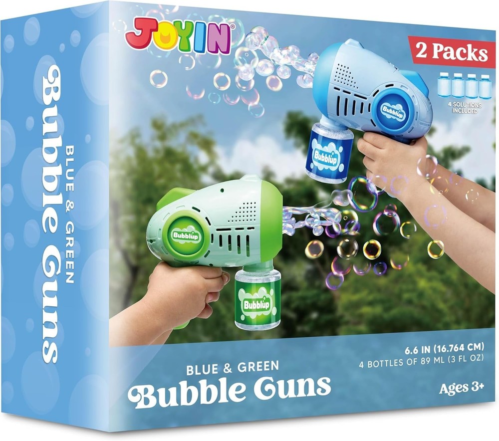 Fun Bubble Toy Set: 2 Battery-Powered Bubble Guns for Ages 3+ with Solutions