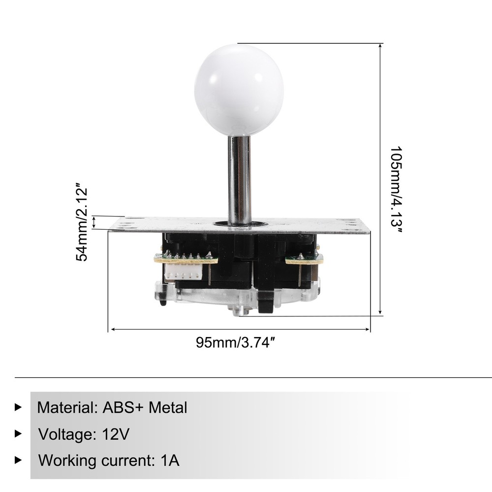 DIY PC Joystick Kit ABS 5 Pin for PC Classic Arcade White