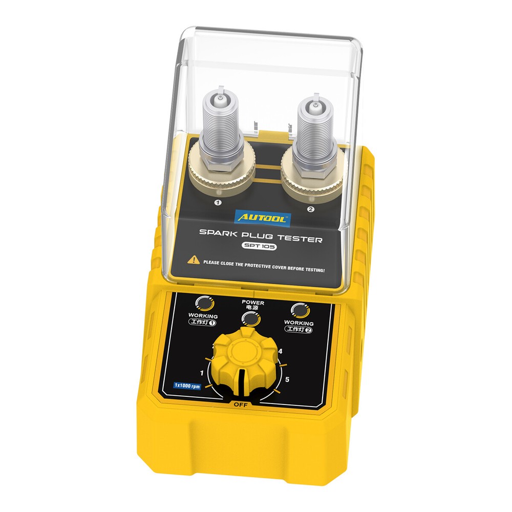 AUTOOL SPT105 Spark Plug Tester, 2HOLE Adjust Height, Car Ignition Analyzer 12V
