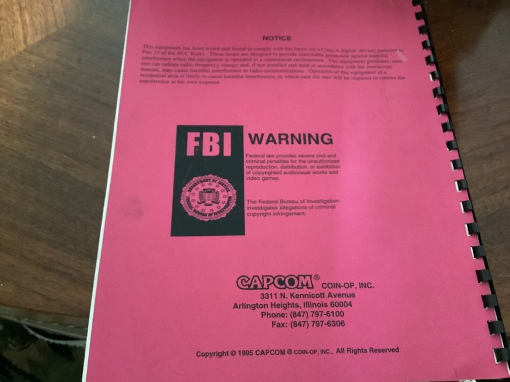 Vintage Capcom Marvel Super Heroes Operations Manual