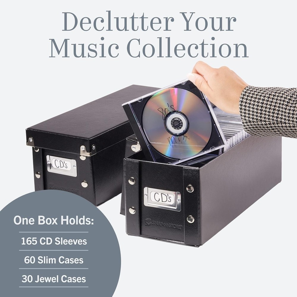 2 CD Storage Rack Box Holder Disk Case Media Display Space Store Organizer Black