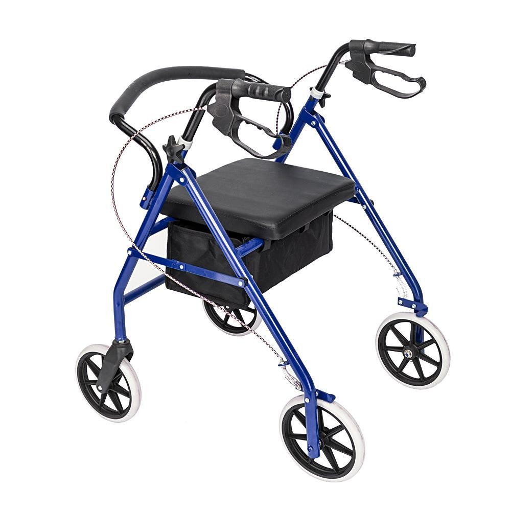 Drive Medical 4-Wheel Rollator Rolling Walker W/ Fold Up Removable Back Support