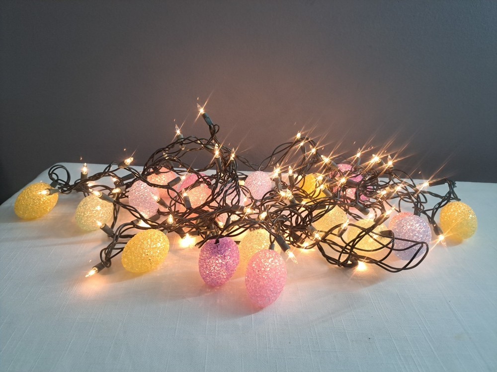 Vintage Set Of 20 Easter Egg Pastel String Lights Decor