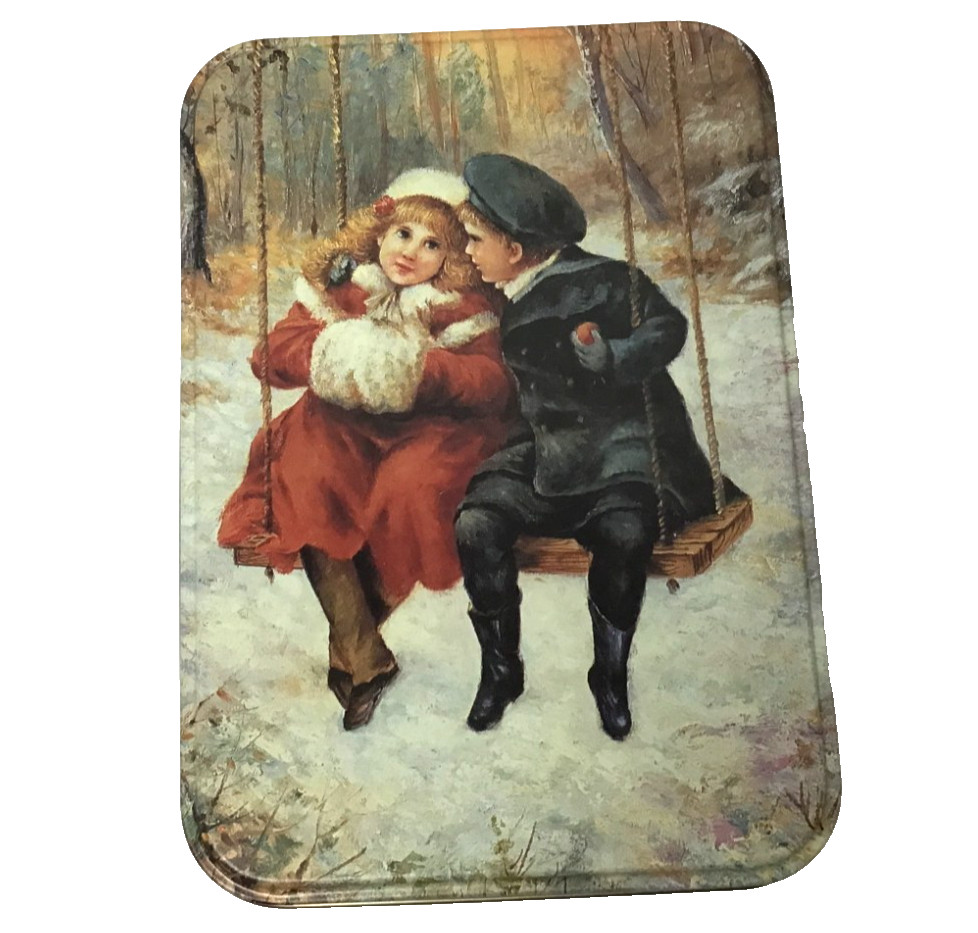 Winter Scene Victorian Children Tin Box