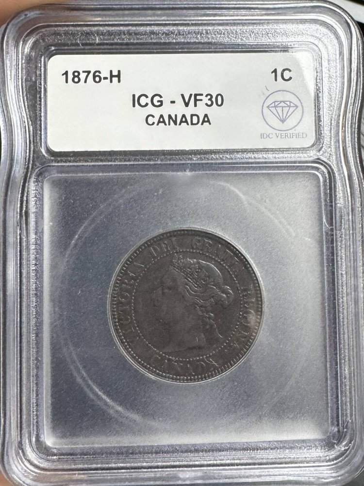 1876 H canada Bronze CENT ICG VF-30 IDC Verified