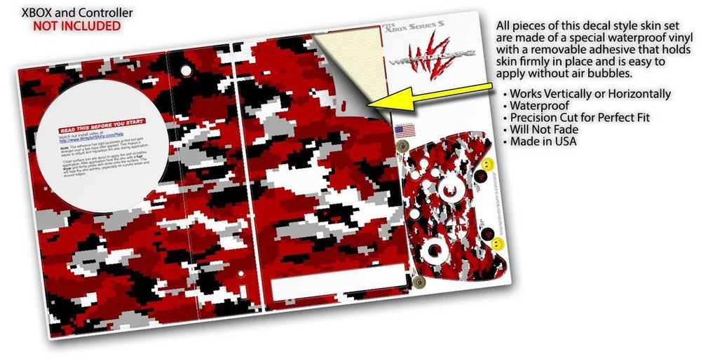 Skins XBOX Series S Console Controller WraptorCamo Digital Camo Red