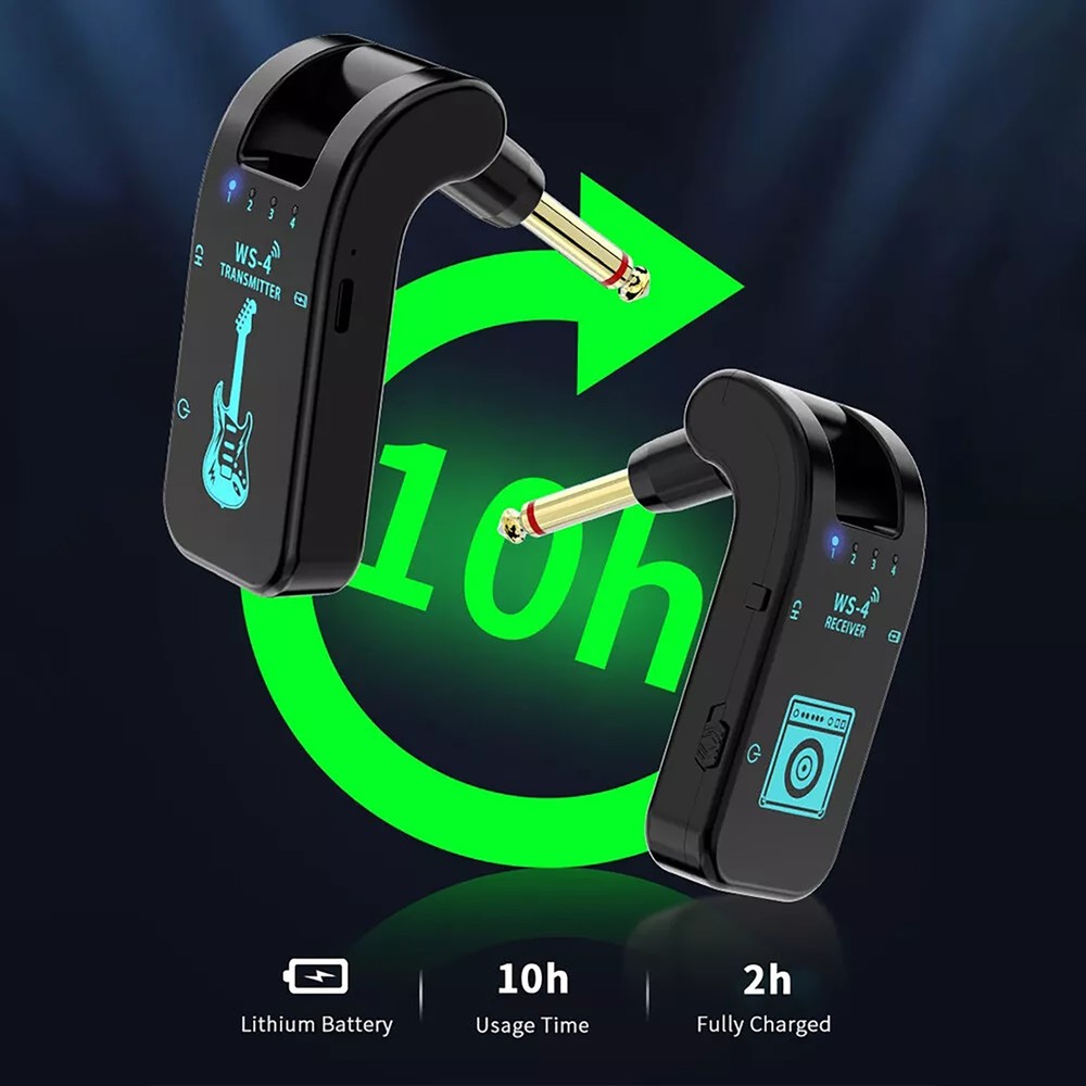 8 Channels 2.4G Wireless Guitar System Rechargeable Transmitter Receiver