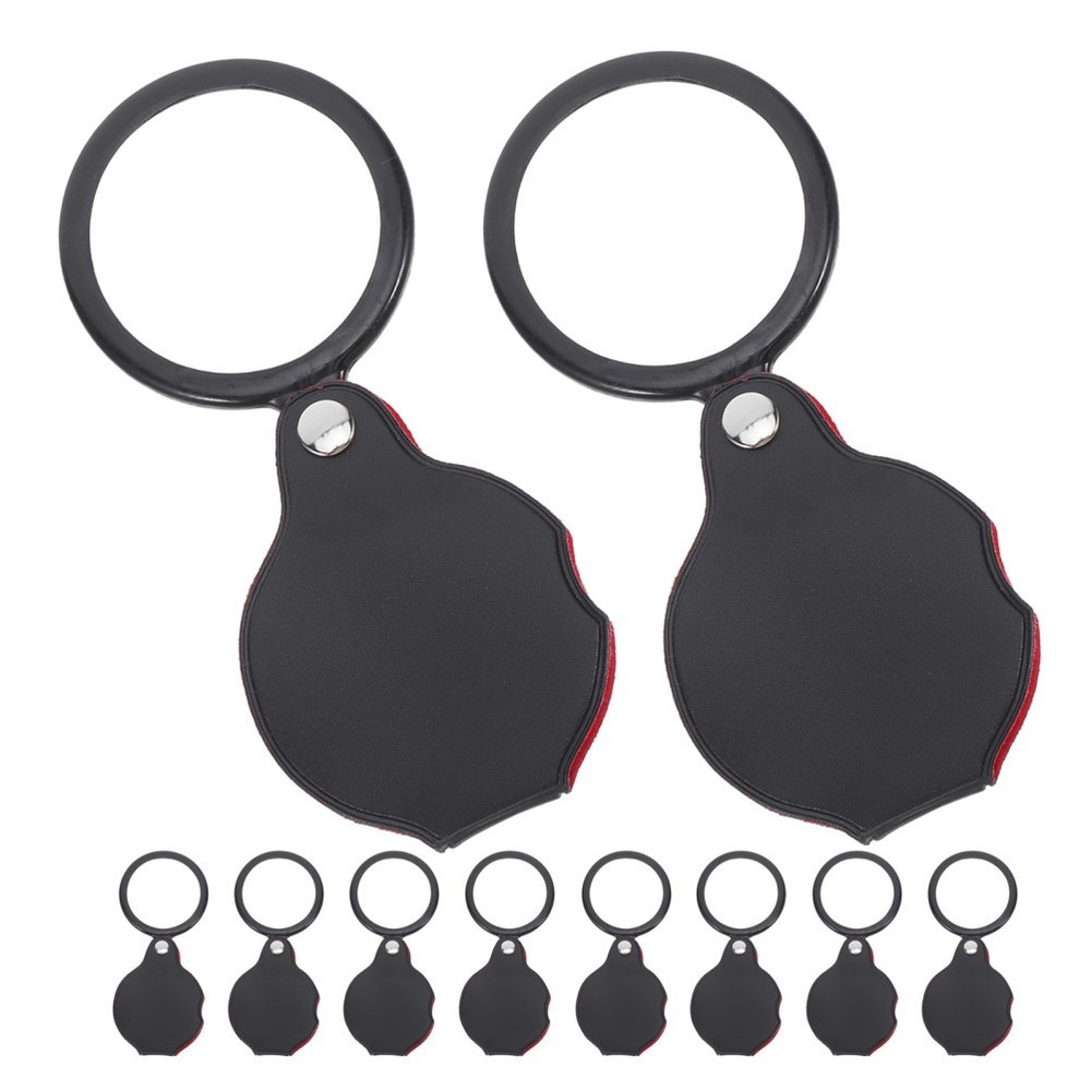 10 Pcs Mini Folding Magnifying Lenses Handheld Rotating Magnifier