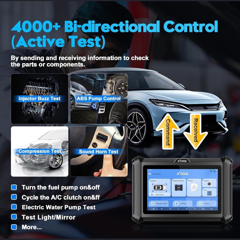 2025 XTOOL D7W V2.0 All System Diagnostic Bidirectional Scanner Key Programmer