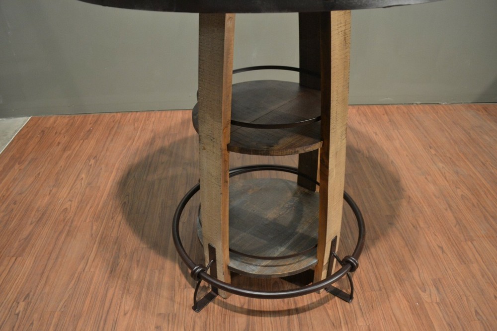 Crafters and Weavers Bayshore Rustic Style Pub Table Set with Two Bar Stools
