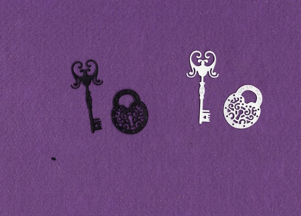 LOCK and KEY die cuts scrapbook cards