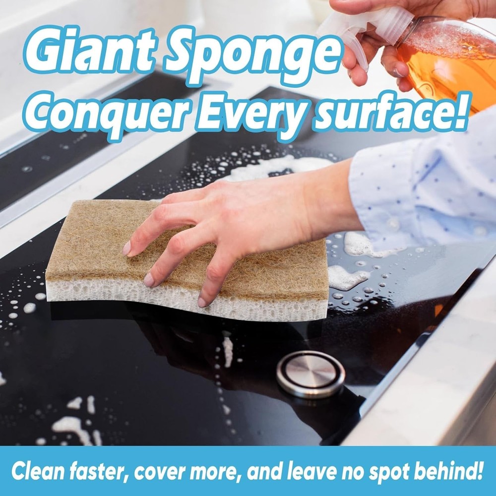 Extra Large Cellulose Sponges 6 Pack - Non-Scratch, Multi-Purpose Cleaning Power