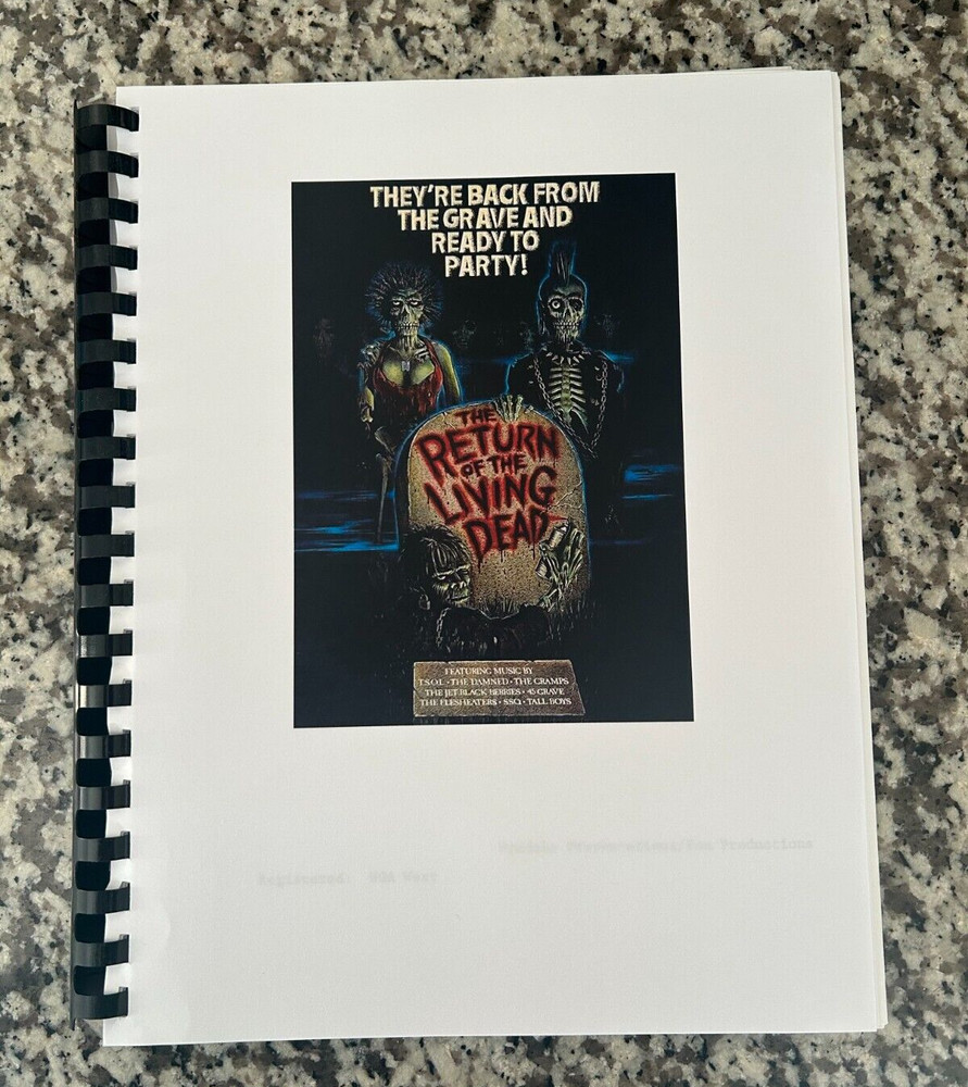 Return of the Living Dead Horror Movie Script Reprint Full Screenplay Script