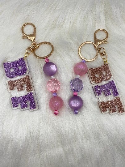 Pair of BFF Keychains with Bubblegum Beads