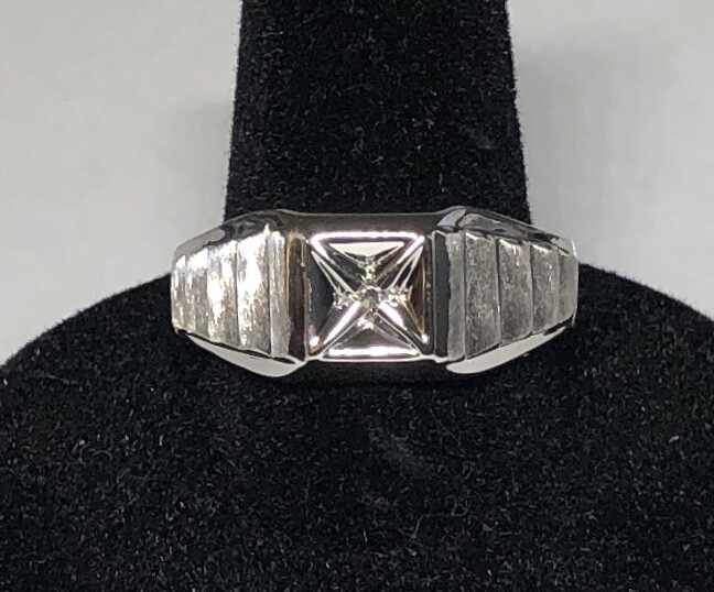 Sterling Silver Genuine Diamond Man's Solitaire Ring