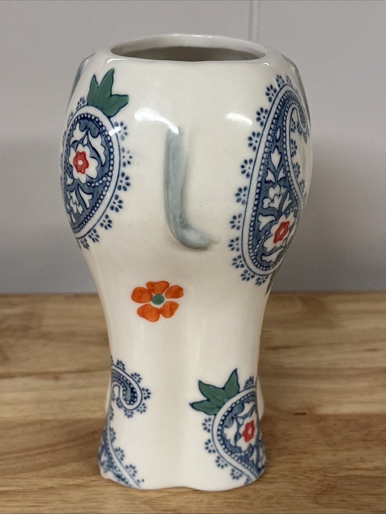 Elephant Planter Hand Painted Good Luck 7”