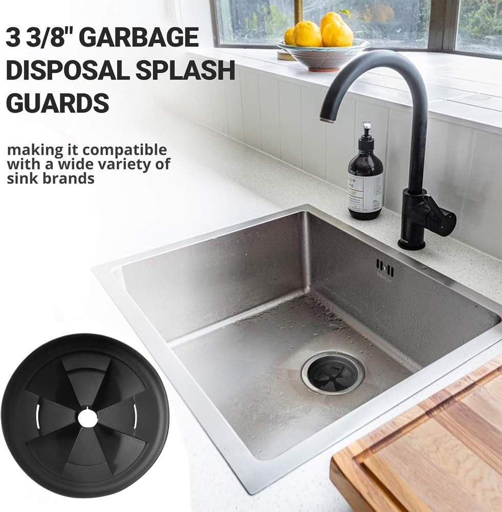 AR-PRO (2-Pack) Garbage Disposal Rubber Drain Insert Black Sink Baffle 3 3/8