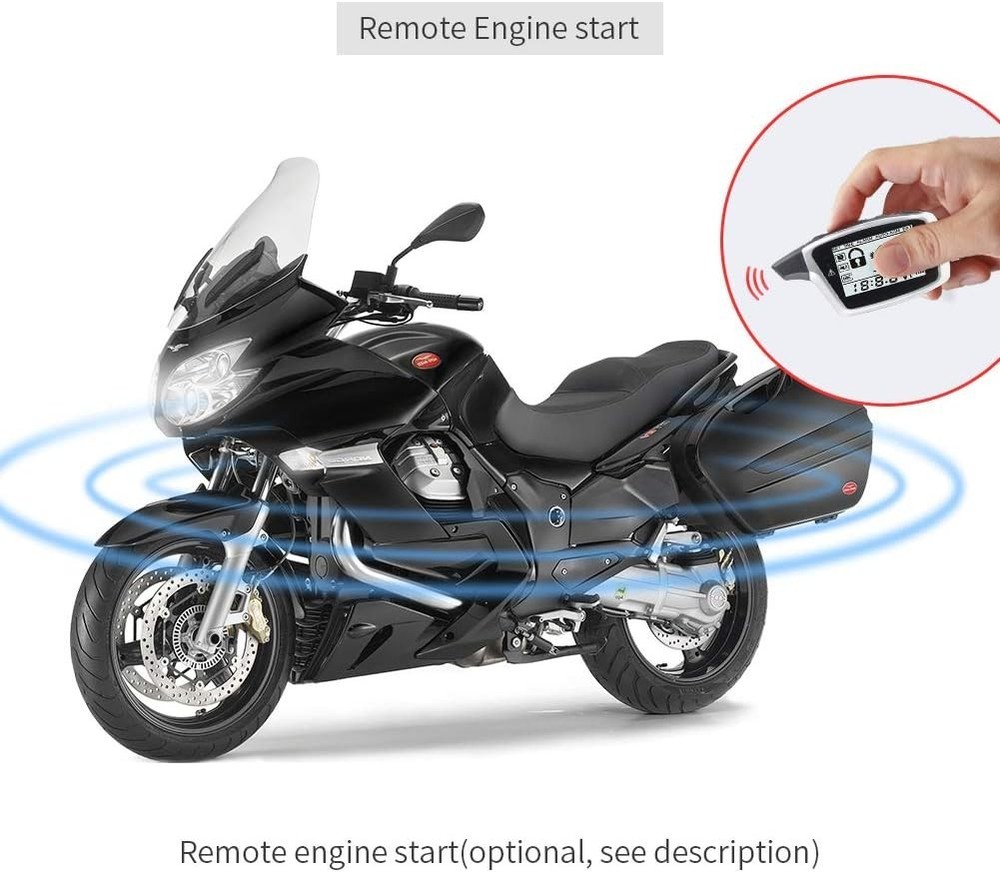 2-Way Motorcycle Alarm System with LCD Display & Rechargeable Remote