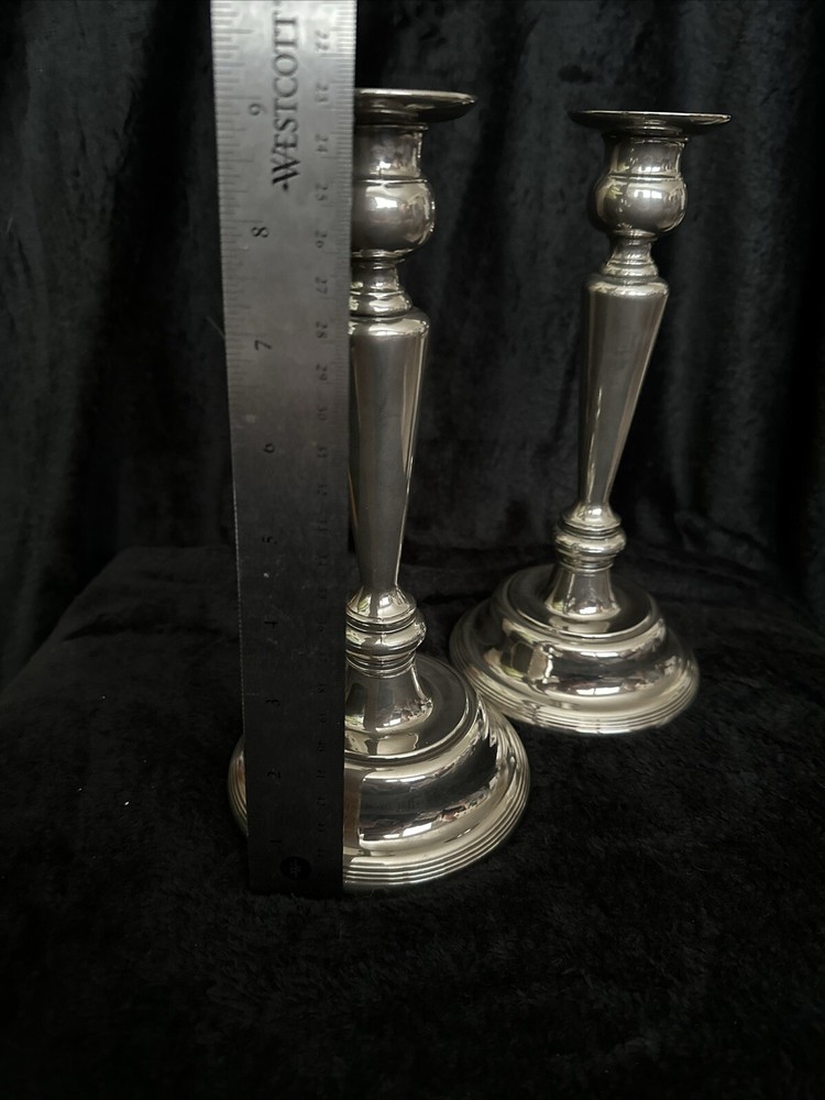 Vintage Candlestick Holder Pair Silver Plated
