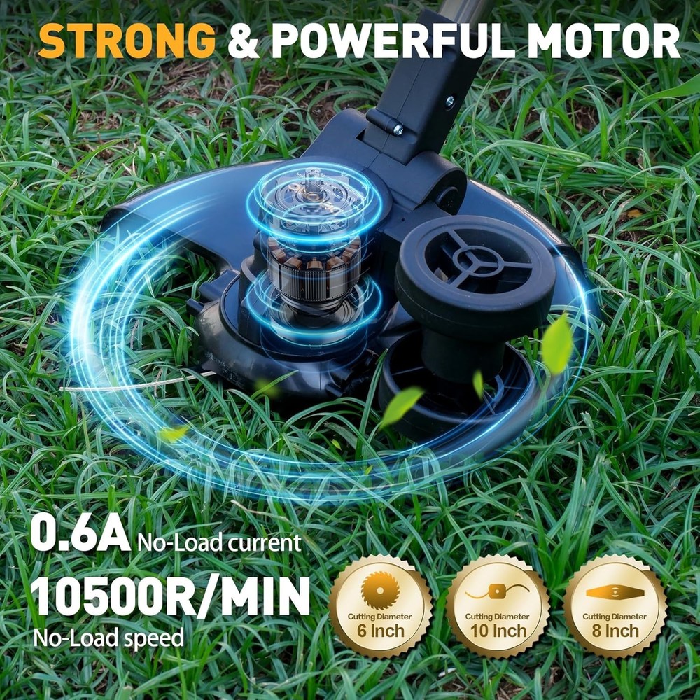 DEVONIC 21V Cordless Grass String Trimmer Edger 2-in-1 w/ 2 Batteries & Charger