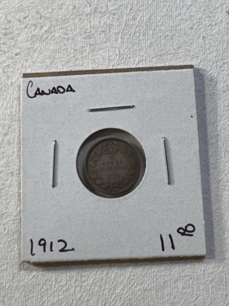 1912 Canada 5 Cents Small Silver Coin