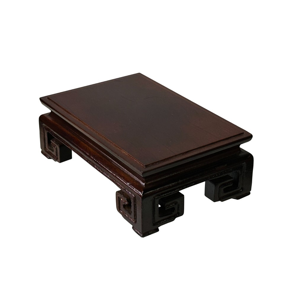 5.5" Brown Wood Rectangular Ru Yi Scroll Leg Display Stand Riser Easel ws4148A