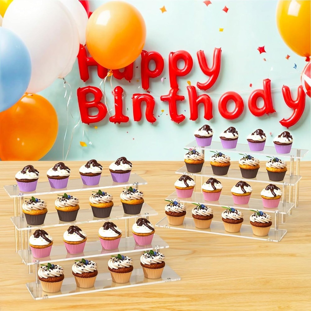 Acrylic Display Riser Stand Shelf Clear 4 Tier Cupcake Perfume