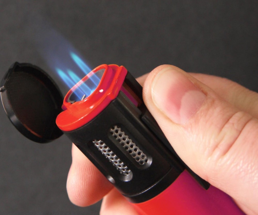 3 × COOL "ROCKY III" × 3 JET FLAME TORCH LIGHTER / SILVER BLACK BLUE