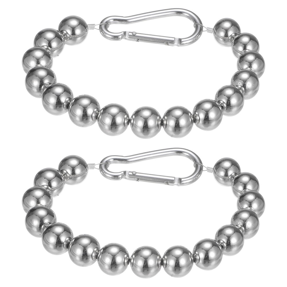 2 Pack Flagpole Retainer Ring-15 Beads 0.71",Apply to Flagpole(Silver)