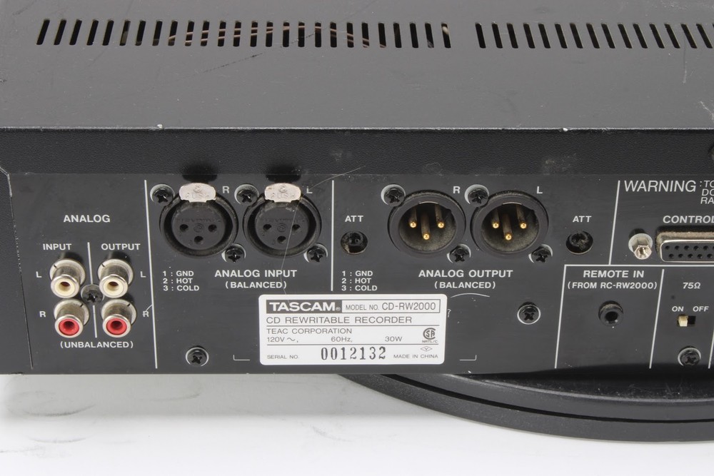 Tascam CD-RW2000 Professional CD Rewritable Recorder - AS IS