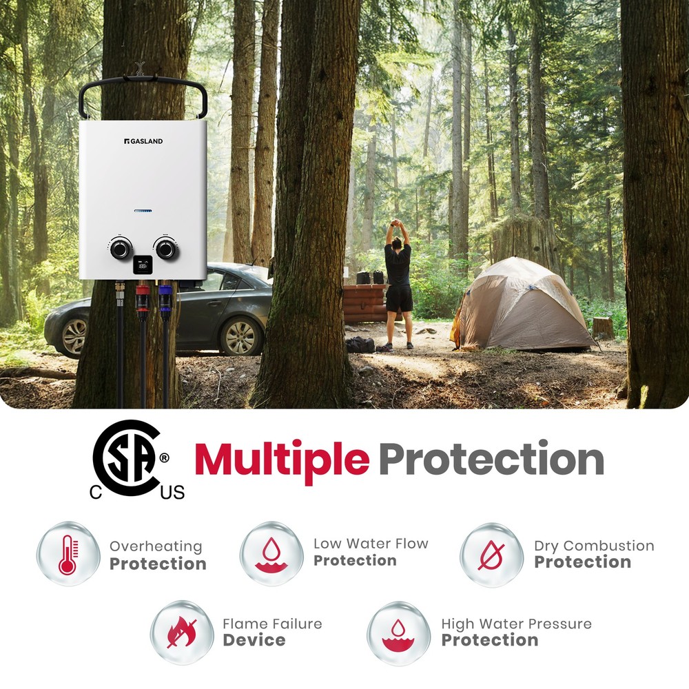 Portable Propane Tankless Water Heater Compact Outdoor Shower for Off-Grid Cabin