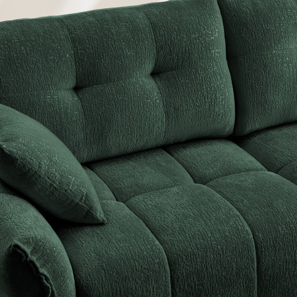Modular Chenille Sofa Set with Ottoman, Tufted Back, Deep Seat, Customizable