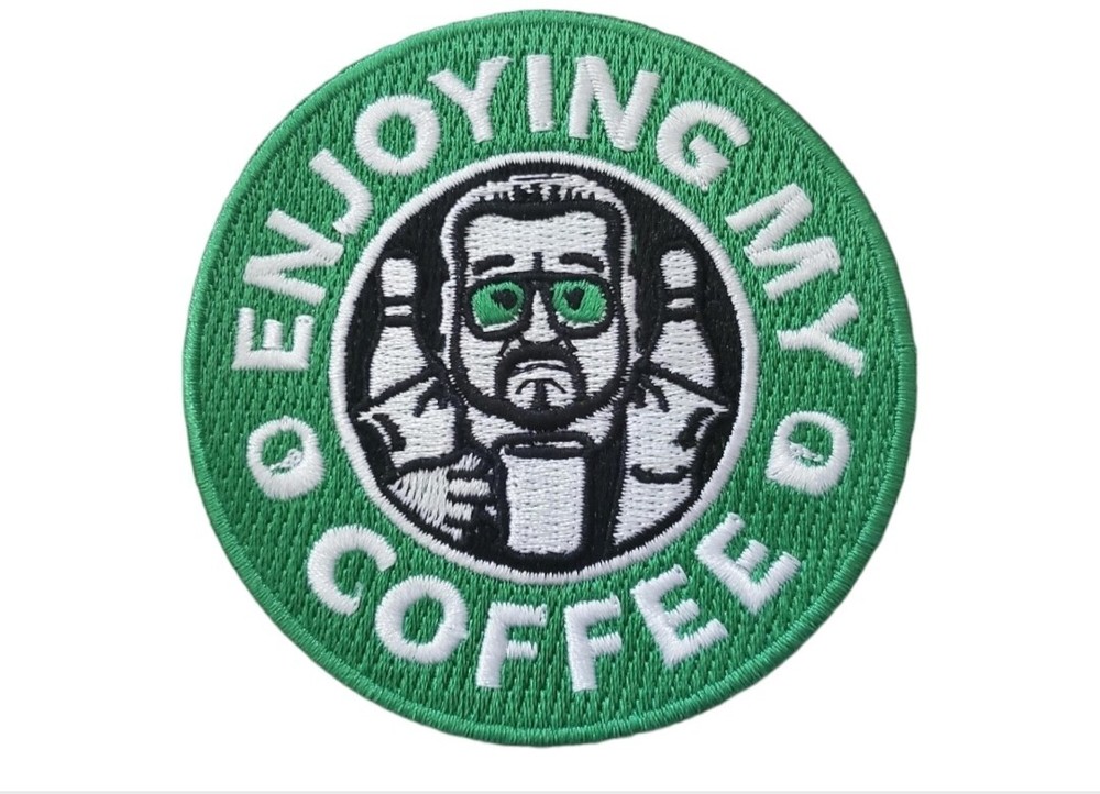 Big Lebowski "enjoying my coffee" Patch 3"x 3" Iron On