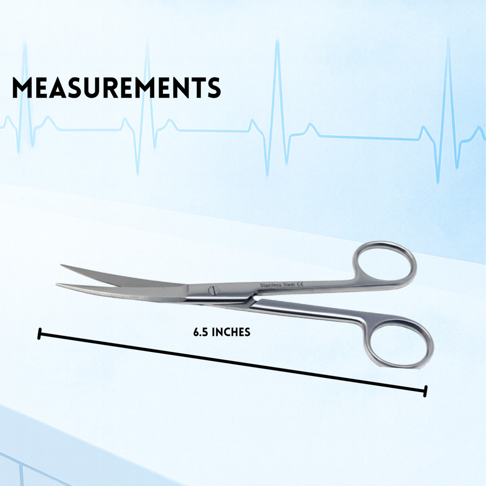 Operating Scissors, Sharp/Sharp, Curved Blades - 6.5"Stainless Steel CE