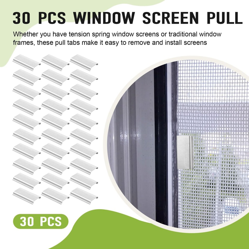 30 PCS Window Screen Pull Tabs Replacement, Durable Window Screen Spline Chan...