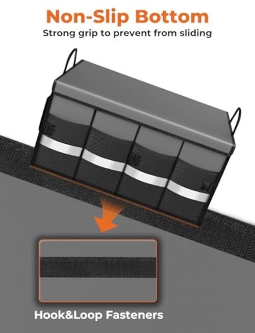 Car Trunk Organizer Collapsible Multi Compartments SUV Trunk Standard Grey