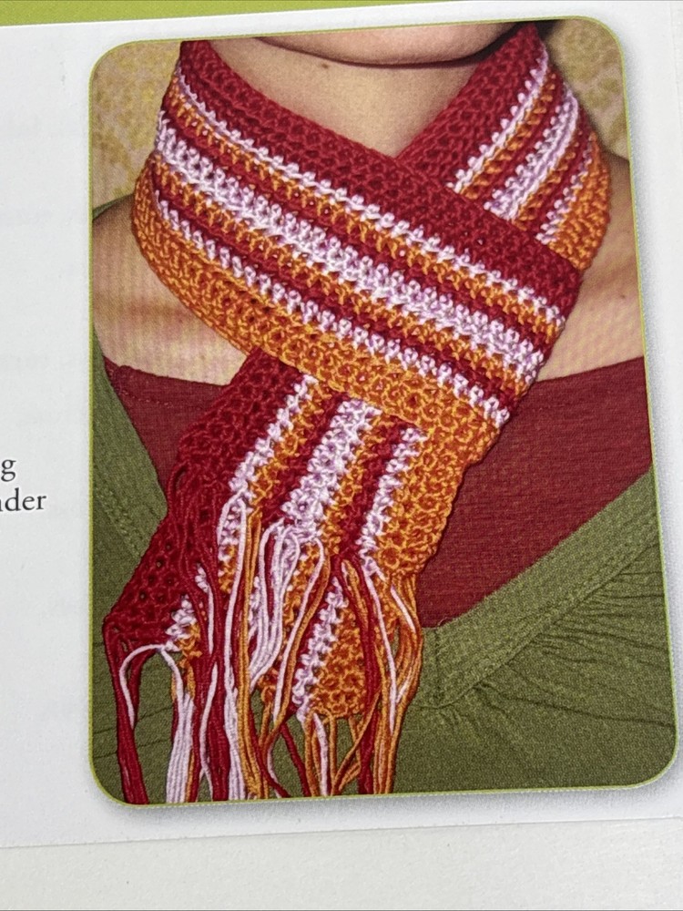 Striped Spring Scarf Crochet Pattern Cards Pages