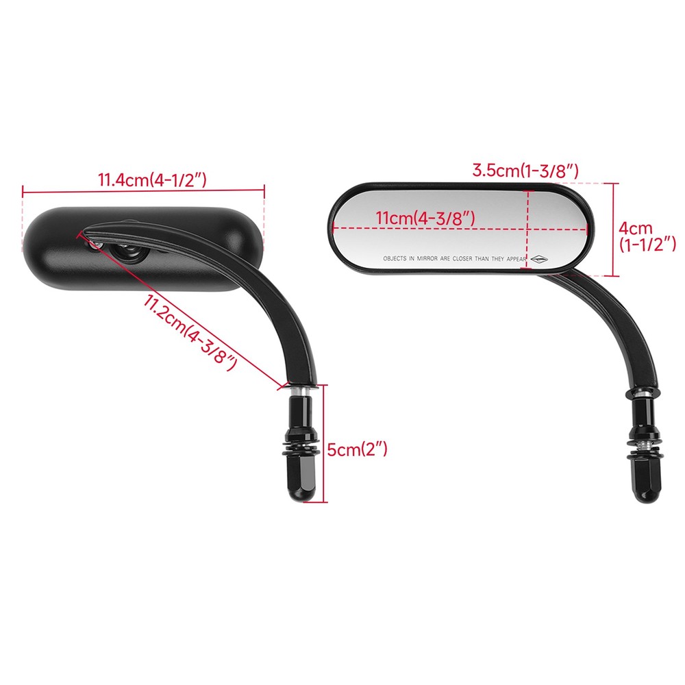 Black Motorcycle Mini Oval Rear View Mirrors For Harley Davidson Custom Bagger