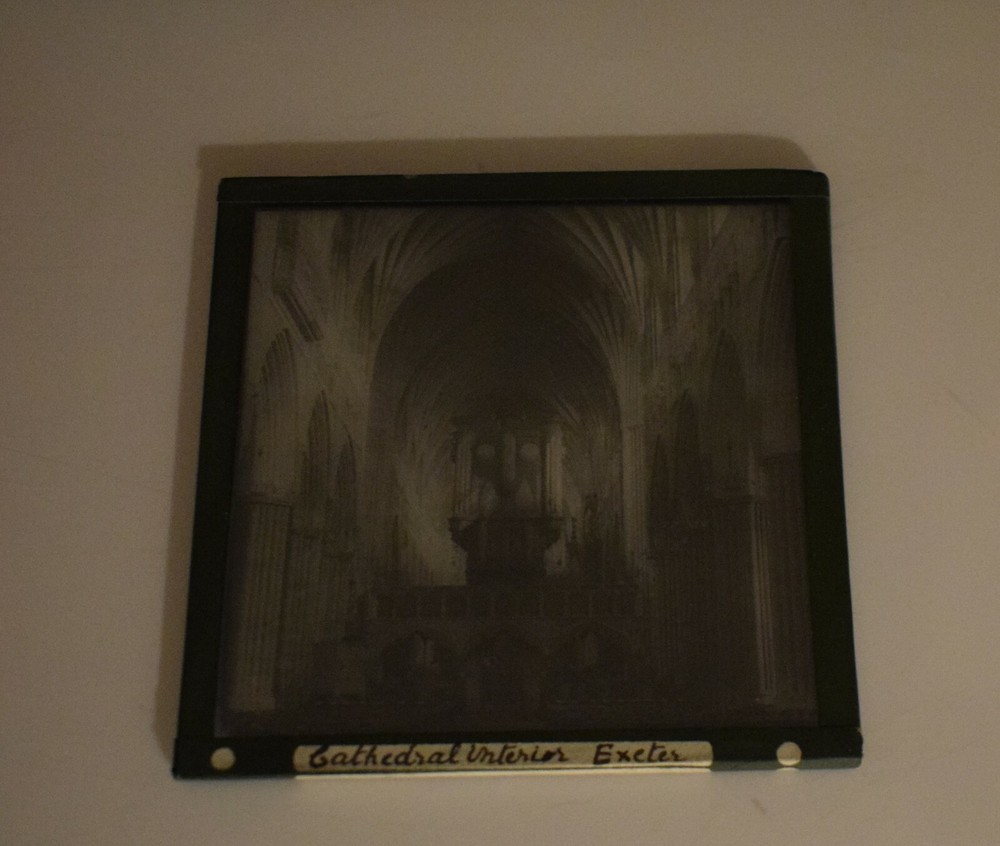 ANTIQUE Magic Lantern Slide INTERIOR OF EXETER CATHEDRAL C1910 PHOTO DEVON