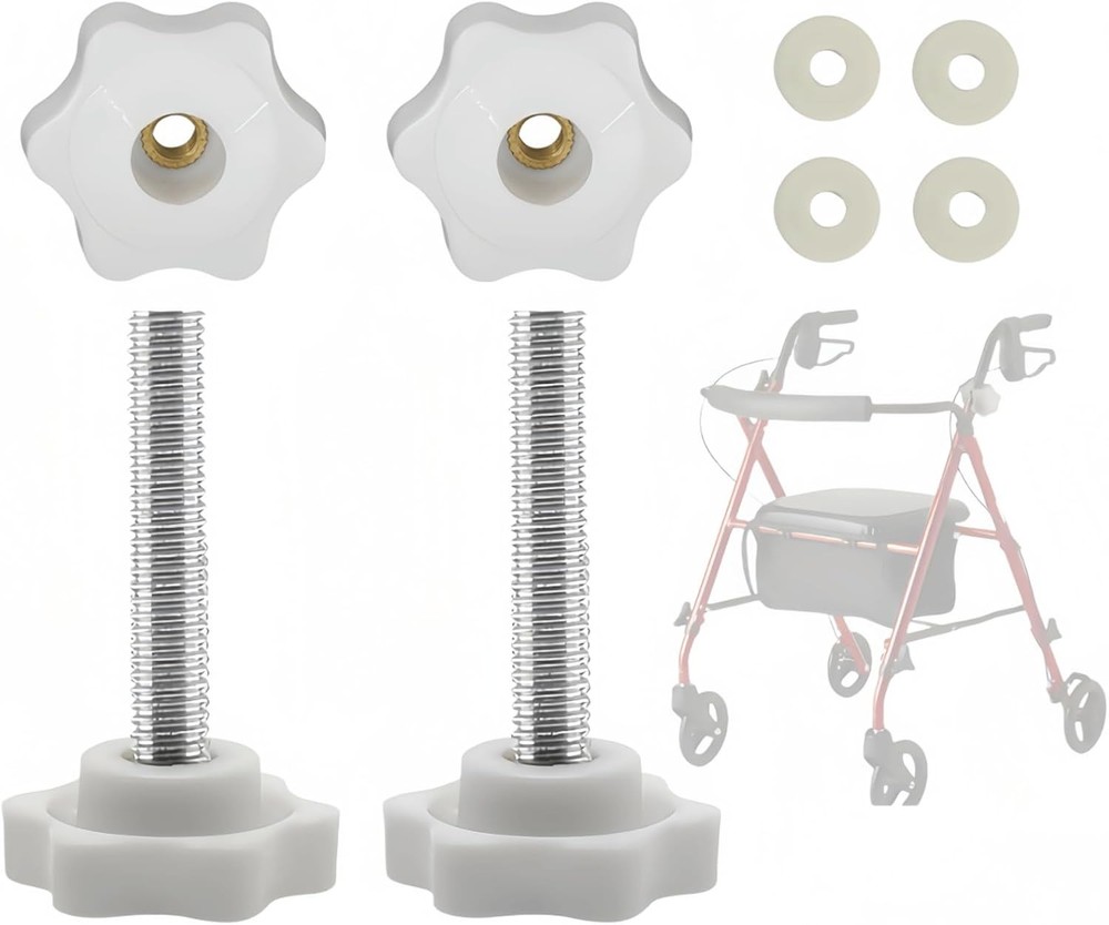 2 Set Replacement Arm Adjustment Knobs,Universal Rollator Hand Grip White