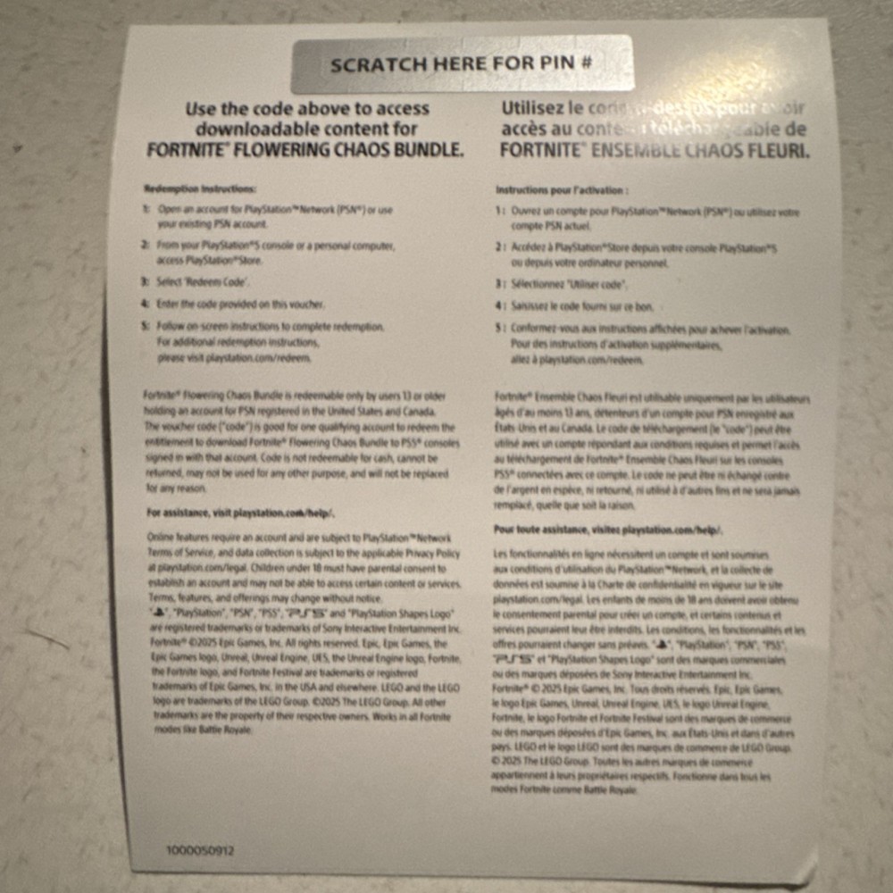 Fortnite Flowering Chaos PS5 Exclusive Bundle Code (NEW)
